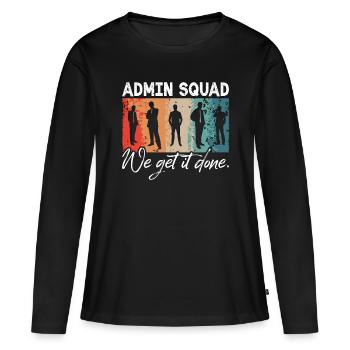 Admin Assistant Admin Squad We Get Retro Secretary - T-shirt manches longues Premium bio Femme - noir - Devant - Julia (174cm)