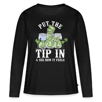 Barman Mixologue Put The Tip - T-shirt manches longues Premium bio Femme - noir - Devant - Julia (174cm)