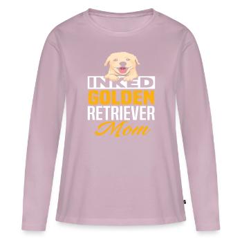 Maman Golden Retriever tatouée - T-shirt manches longues Premium bio Femme - rose poudré - Devant - Julia (174cm)