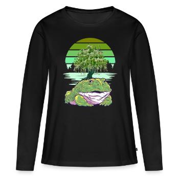 Grenouille Grenouilles Crapauds Crapauds - T-shirt manches longues Premium bio Femme - noir - Devant - Julia (174cm)