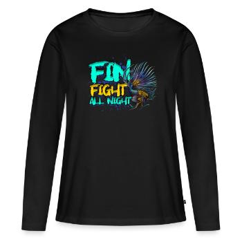 Kampffisch Fin Fight All Night - Frauen Premium Bio Langarmshirt - Schwarz - Vorne - Julia (174cm)