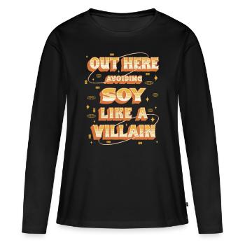 Sojaallergie ici : éviter le soja - T-shirt manches longues Premium bio Femme - noir - Devant - Julia (174cm)