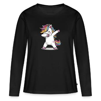 Unicorn dubbing, Dubbing Einhorn - Women's Premium Organic Long Sleeve Shirt - black - Front - Julia (174cm)