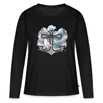 Maritime Seagull Seagulls Marins Marins Marins - T-shirt manches longues Premium bio Femme - noir - Devant - Julia (174cm)