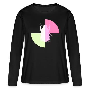 Duo Coccinelle Blanc Rose Pastel - T-shirt manches longues Premium bio Femme - noir - Devant - Julia (174cm)