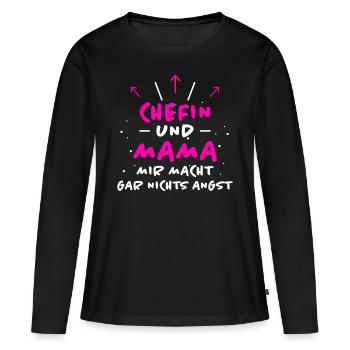 Chefin Spruch Familie Beruf Lustig Chefin Geschenk - Frauen Premium Bio Langarmshirt - Schwarz - Vorne - Julia (174cm)