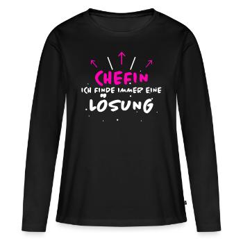 Chefin Spruch Familie Beruf Lustig Chefin Geschenk - Frauen Premium Bio Langarmshirt - Schwarz - Vorne - Julia (174cm)