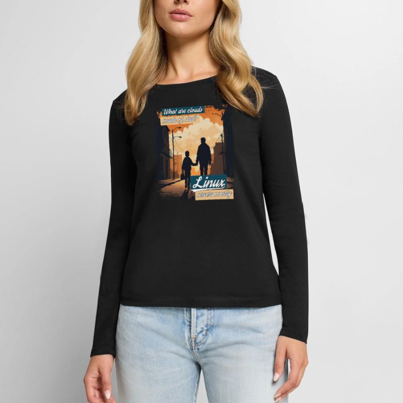 Cloud Wolken Linux Server Admin Nerd Witz Frauen Premium Bio Langarmshirt