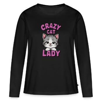 crazy cat lady - Women's Premium Organic Long Sleeve Shirt - black - Front - Julia (174cm)