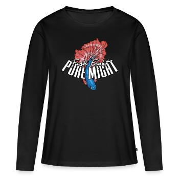 Poisson Betta Poisson Betta Combat Pure Puissance - T-shirt manches longues Premium bio Femme - noir - Devant - Julia (174cm)