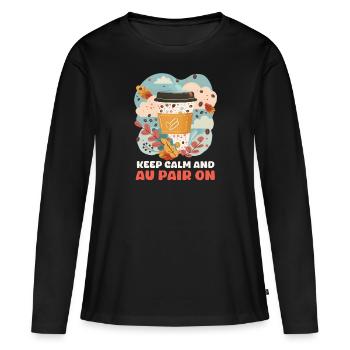 Au Pair Garder Calme Et Au Pair On - T-shirt manches longues Premium bio Femme - noir - Devant - Julia (174cm)