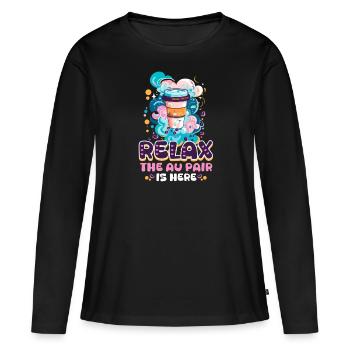 Au Pair Détendez-vous, Le Au Pair Est Là - T-shirt manches longues Premium bio Femme - noir - Devant - Julia (174cm)
