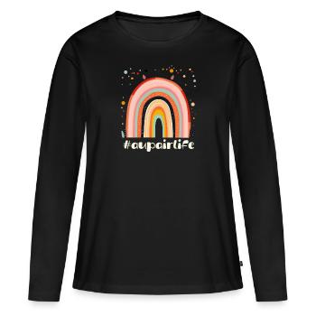 Au Pair #Aupairlife - T-shirt manches longues Premium bio Femme - noir - Devant - Julia (174cm)