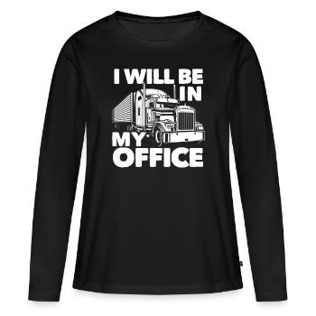 Bureau du chauffeur de camion disant - T-shirt manches longues Premium bio Femme - noir - Devant - Julia (174cm)