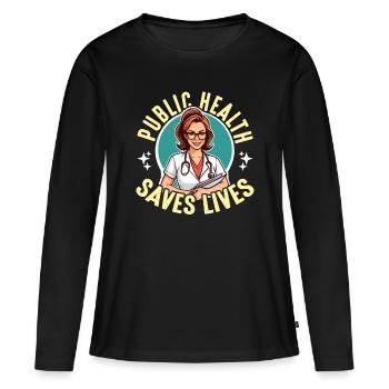 Éducateur en santé La santé publique sauve des vies Éducateur - T-shirt manches longues Premium bio Femme - noir - Devant - Julia (174cm)