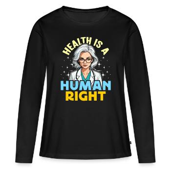Éducateur en santé La santé est un droit de l’homme Les soins de santé - T-shirt manches longues Premium bio Femme - noir - Devant - Julia (174cm)
