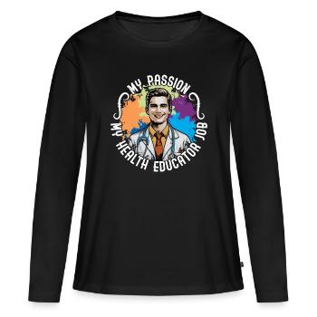 Éducateur en santé Ma passion, mon conseiller en santé - T-shirt manches longues Premium bio Femme - noir - Devant - Julia (174cm)