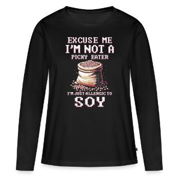 Allergie au soja Je suis juste allergique au soja - T-shirt manches longues Premium bio Femme - noir - Devant - Julia (174cm)