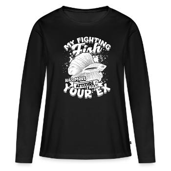 Poisson Betta Betta siamois - T-shirt manches longues Premium bio Femme - noir - Devant - Julia (174cm)