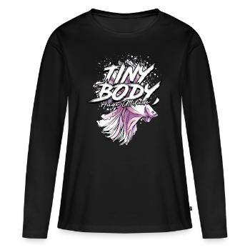 Betta Poisson Betta Petit Corps Énorme Attitude - T-shirt manches longues Premium bio Femme - noir - Devant - Julia (174cm)