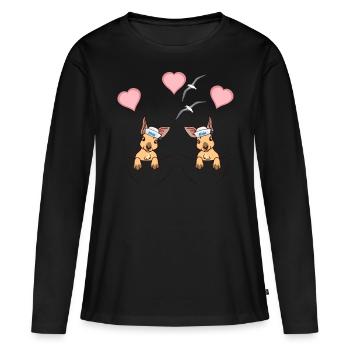 Marins Kangoru Marins Marins Ahoy Enfant - T-shirt manches longues Premium bio Femme - noir - Devant - Julia (174cm)