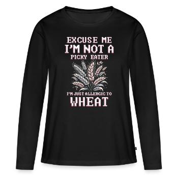 Allergie au blé Je suis juste allergique au blé - T-shirt manches longues Premium bio Femme - noir - Devant - Julia (174cm)
