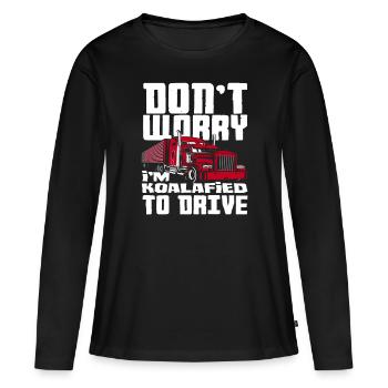Idée cadeau d’examen de chauffeur de camion - T-shirt manches longues Premium bio Femme - noir - Devant - Julia (174cm)