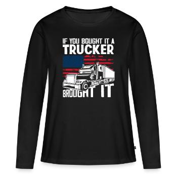 Camionneur - T-shirt manches longues Premium bio Femme - noir - Devant - Julia (174cm)