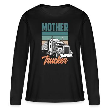 Rétro chauffeur de camion jeu de mots cadeau - T-shirt manches longues Premium bio Femme - noir - Devant - Julia (174cm)