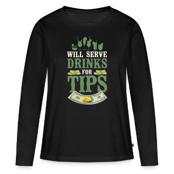 Bartender Mixologist Will Serve - Frauen Premium Bio Langarmshirt - Schwarz - Vorne - Julia (174cm)