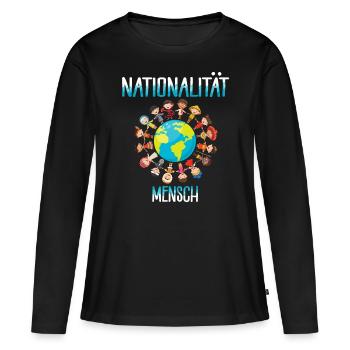 gegen Rassismus, gegen Rechts, gegen Nazis, Liebe - Frauen Premium Bio Langarmshirt - Schwarz - Vorne - Julia (174cm)