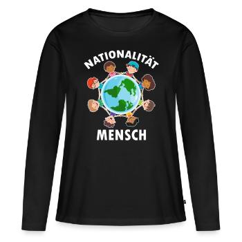 gegen Rassismus, gegen Rechts, gegen Nazis, Liebe - Frauen Premium Bio Langarmshirt - Schwarz - Vorne - Julia (174cm)