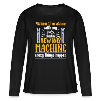 Machine à coudre Schneider Crazy Things Happen Nähen - T-shirt manches longues Premium bio Femme - noir - Devant - Julia (174cm)