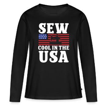 Tailor Sew Cool In The Usa Couturière Couture - T-shirt manches longues Premium bio Femme - noir - Devant - Julia (174cm)