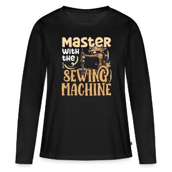 Tailor Master avec machine à coudre Couturière Couturière - T-shirt manches longues Premium bio Femme - noir - Devant - Julia (174cm)