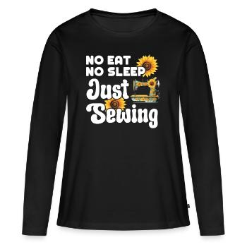 Tailor No Eat Sleep Just Sewing Couturière - T-shirt manches longues Premium bio Femme - noir - Devant - Julia (174cm)