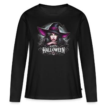 belle sorcière heureuse chemise d’Halloween - T-shirt manches longues Premium bio Femme - noir - Devant - Julia (174cm)