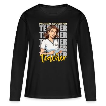 Instructeur d’éducation physique Éducateur d’éducation physique - T-shirt manches longues Premium bio Femme - noir - Devant - Julia (174cm)