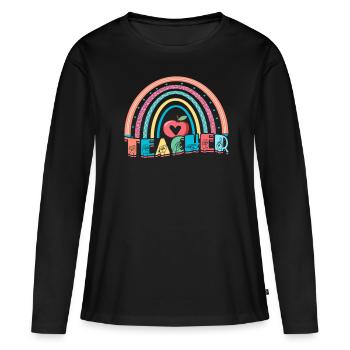 ASL Dolmetscher Gebärdensprache - Frauen Premium Bio Langarmshirt - Schwarz - Vorne - Julia (174cm)