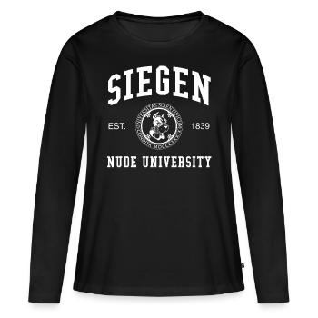 Siegen Nude University Hochschule Universität Uni - T-shirt manches longues Premium bio Femme - noir - Devant - Julia (174cm)
