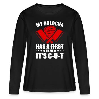 Boucherie, boucherie, boucherie, boucherie - T-shirt manches longues Premium bio Femme - noir - Devant - Julia (174cm)