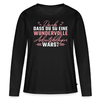 Abschied Kollegin Rente Arbeitskollegin - Frauen Premium Bio Langarmshirt - Schwarz - Vorne - Julia (174cm)