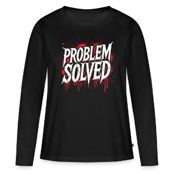 Problème Gelöst - Problème résolu - T-shirt manches longues Premium bio Femme - noir - Devant - Julia (174cm)