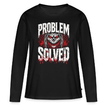 Blutige Lösung - Problem Solved - Frauen Premium Bio Langarmshirt - Schwarz - Vorne - Julia (174cm)