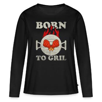 Grillades Barbecue Grillades de fête Barbecue professionnel - T-shirt manches longues Premium bio Femme - noir - Devant - Julia (174cm)