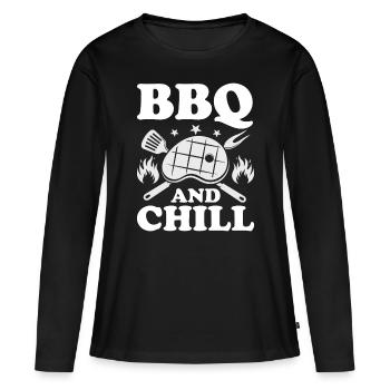 Grillades Barbecue Grillades de fête Barbecue professionnel - T-shirt manches longues Premium bio Femme - noir - Devant - Julia (174cm)
