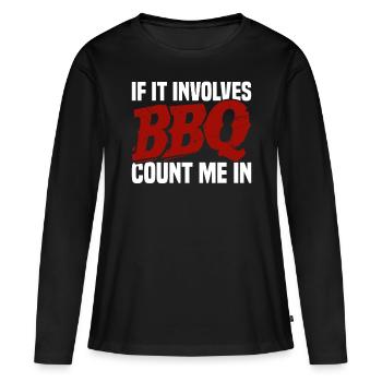 Grillades Barbecue Grillades de fête Barbecue professionnel - T-shirt manches longues Premium bio Femme - noir - Devant - Julia (174cm)