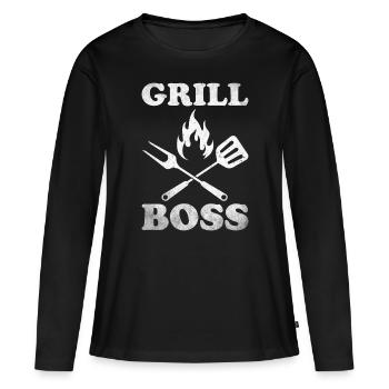Grillades Barbecue Grillades de fête Barbecue professionnel - T-shirt manches longues Premium bio Femme - noir - Devant - Julia (174cm)