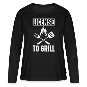 Grillades Barbecue Grillades de fête Barbecue professionnel - T-shirt manches longues Premium bio Femme - noir - Devant - Julia (174cm)
