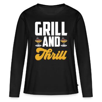 Grillades Barbecue Grillades de fête Barbecue professionnel - T-shirt manches longues Premium bio Femme - noir - Devant - Julia (174cm)